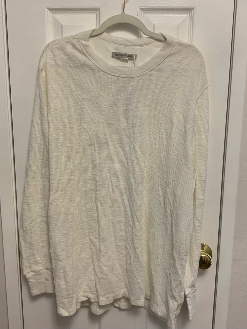 NWT Outerknown Men's Waffle Knit Crewneck LS Organic Cotton Shirt White 2XL